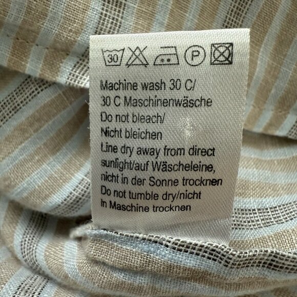 Striped Linen Button Down Womens 1X Natural Lagenlook Breathable Travel Classic - Picture 7 of 7